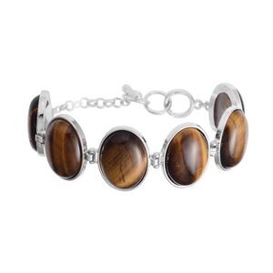 South African Yellow Tiger's Eye Station Bracelet (7.50 In)